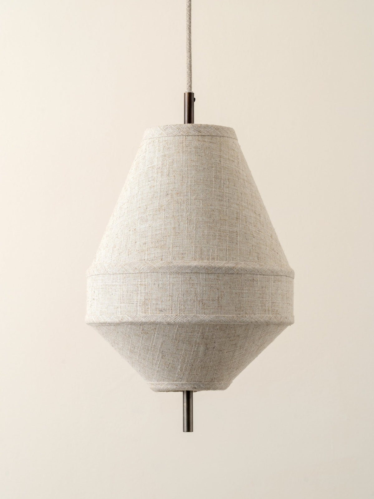 Solara - Small Dark Bronze And Layered Natural Linen Pendant