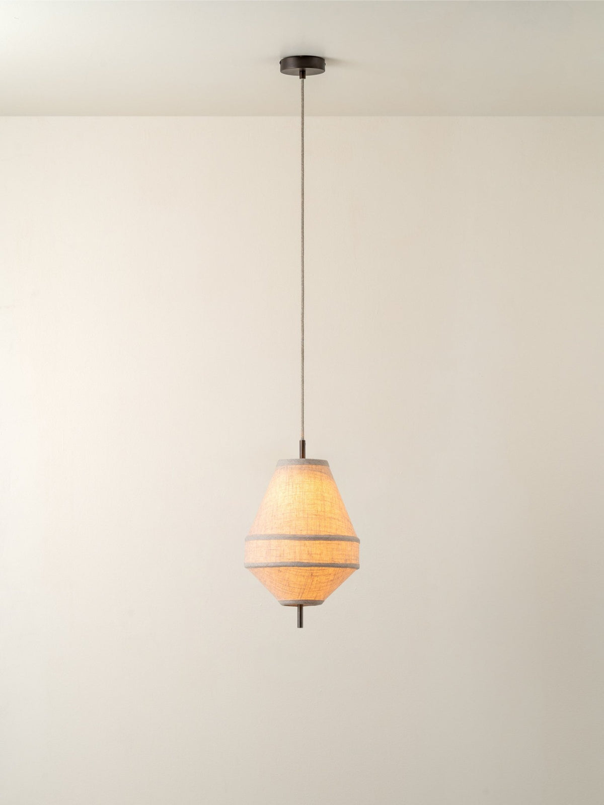 Solara - Small Dark Bronze And Layered Natural Linen Pendant