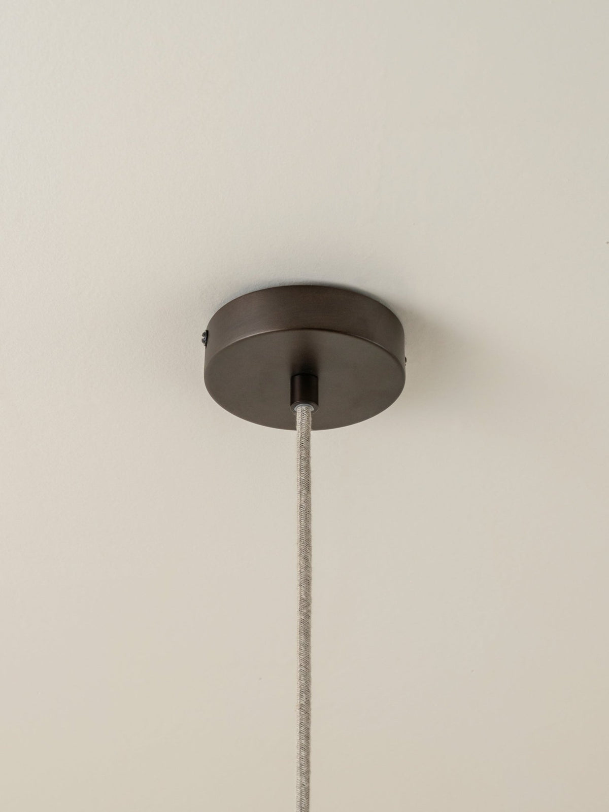 Solara - Small Dark Bronze And Layered Natural Linen Pendant