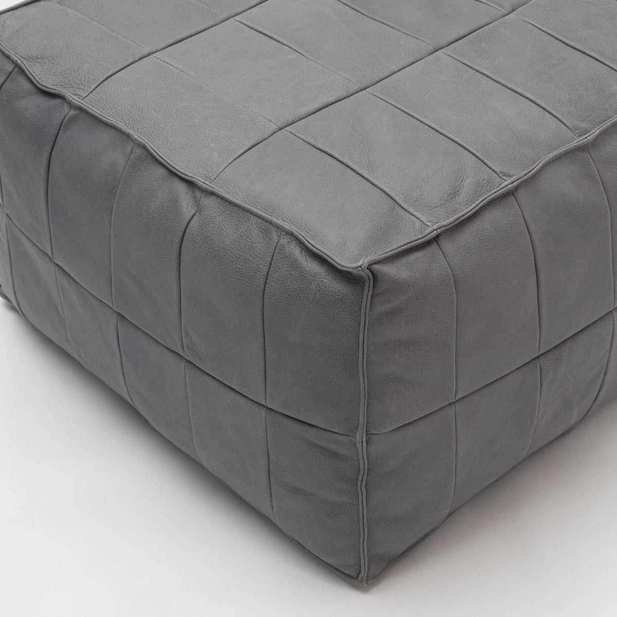 Tanbo Stool - Charcoal Leather - Ottomans Tolv Loom Collection Dubai