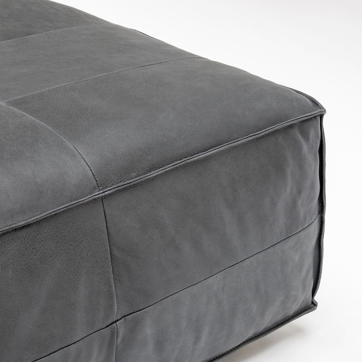 Tanbo Stool - Charcoal Leather - Ottomans Tolv Loom Collection Dubai