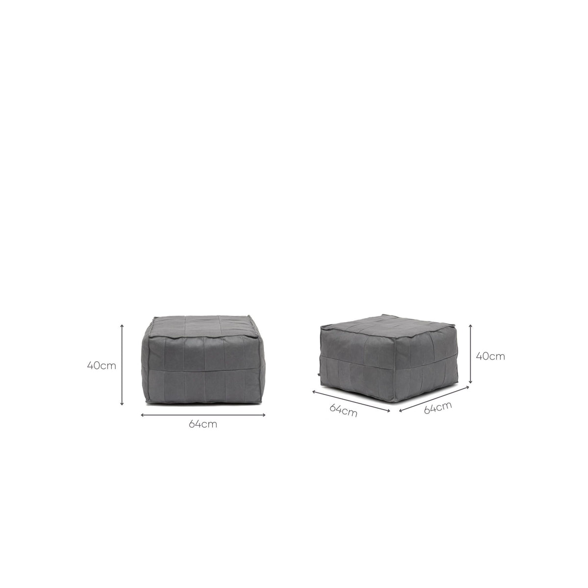 Tanbo Stool - Charcoal Leather - Ottomans Tolv Loom Collection Dubai