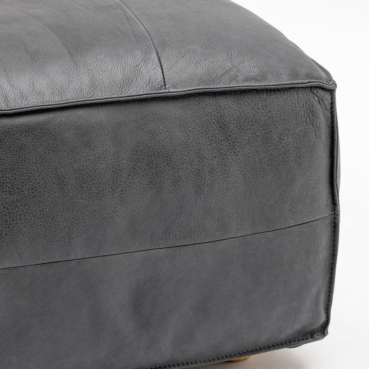 Tanbo Stool - Charcoal Leather - Ottomans Tolv Loom Collection Dubai