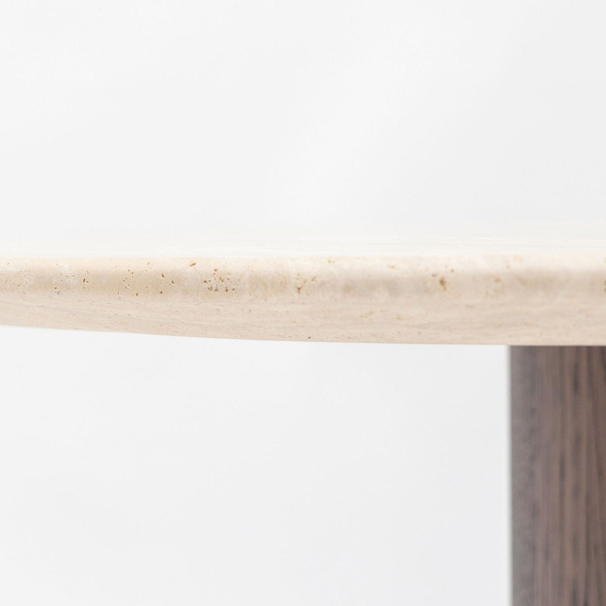 Tathra 125 Table - Espresso Oak & Travertine - Dining Tables Tolv Loom Collection Dubai