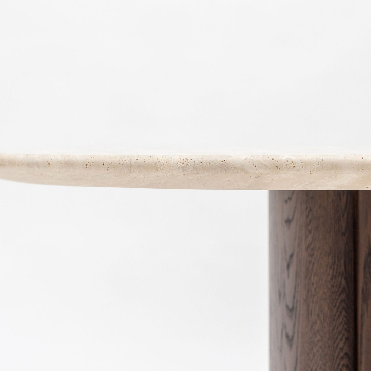 Tathra 125 Table - Espresso Oak & Travertine - Dining Tables Tolv Loom Collection Dubai
