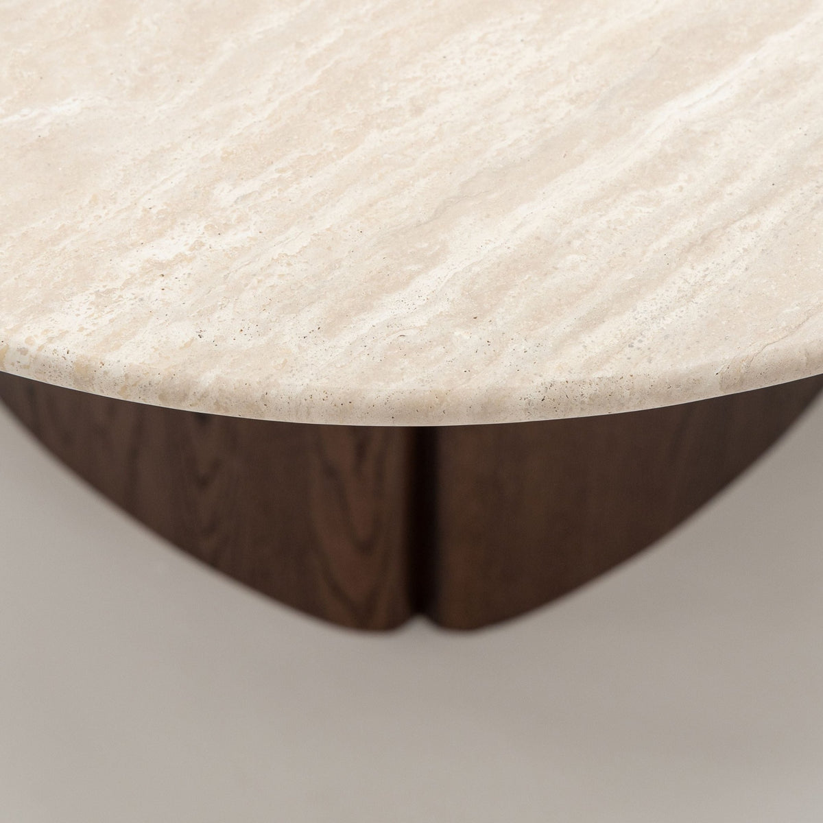 Tathra 155 Table - Espresso Oak & Travertine - Dining Tables Tolv Loom Collection Dubai
