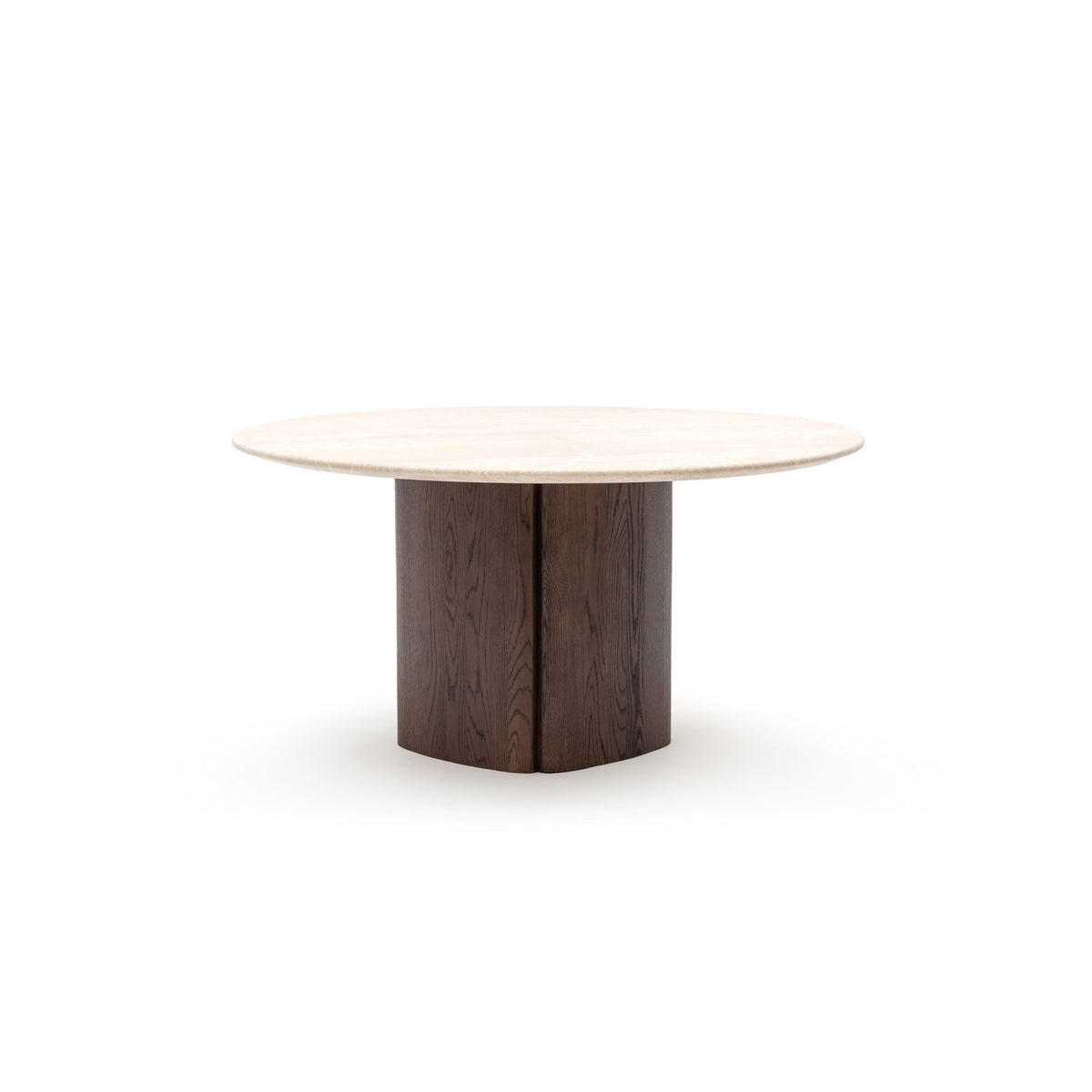 Tathra 155 Table - Espresso Oak & Travertine - Dining Tables Tolv Loom Collection Dubai