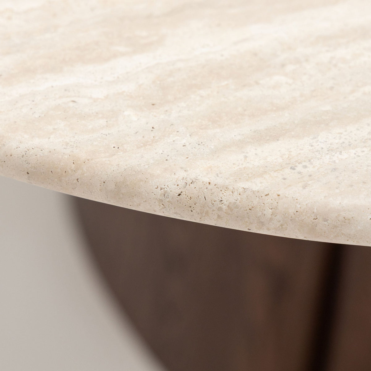 Tathra 155 Table - Espresso Oak & Travertine - Dining Tables Tolv Loom Collection Dubai