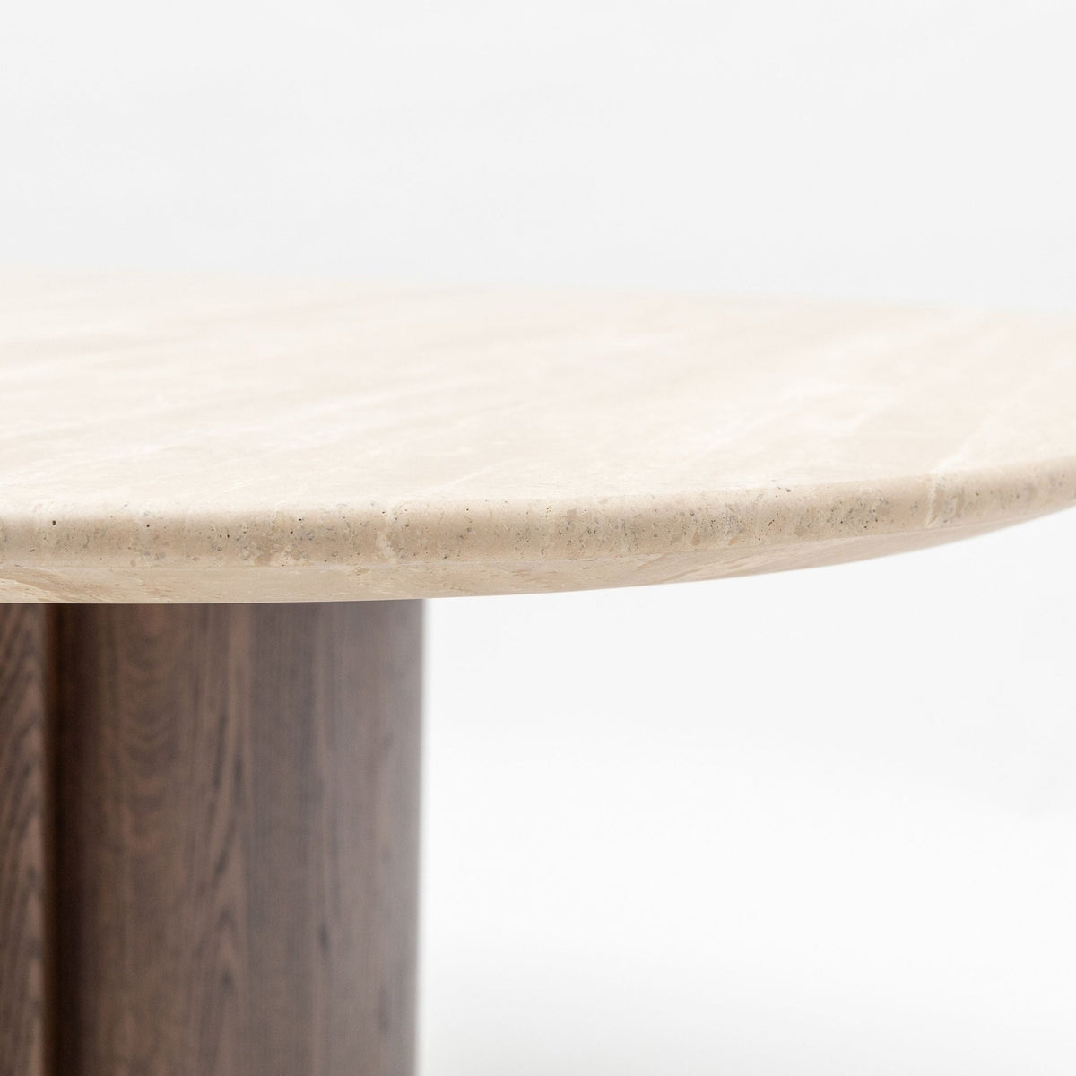 Tathra 155 Table - Espresso Oak & Travertine - Dining Tables Tolv Loom Collection Dubai