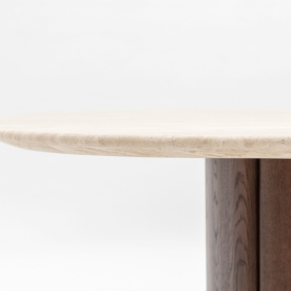 Tathra 155 Table - Espresso Oak & Travertine - Dining Tables Tolv Loom Collection Dubai