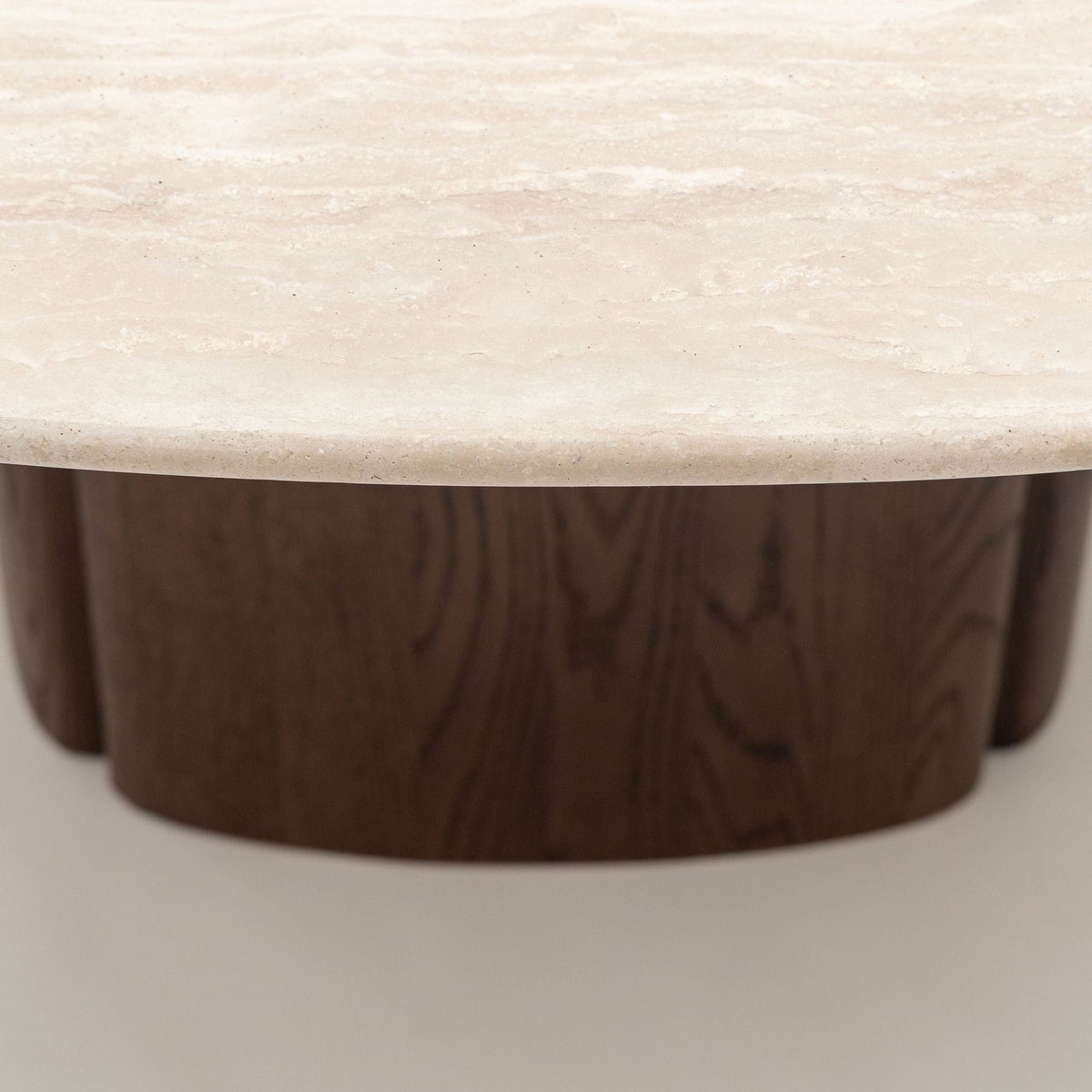 Tathra 155 Table - Espresso Oak & Travertine - Dining Tables Tolv Loom Collection Dubai