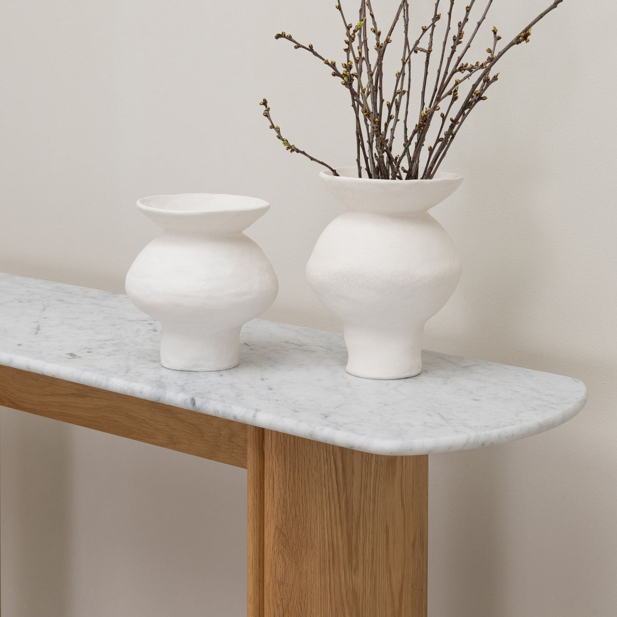 Tathra Console - Light Oak & Bianca Carrara - Console Tables Tolv Loom Collection Dubai