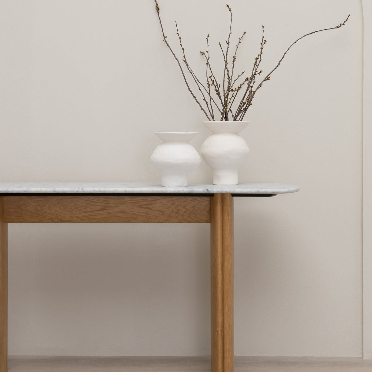 Tathra Console - Light Oak & Bianca Carrara - Console Tables Tolv Loom Collection Dubai