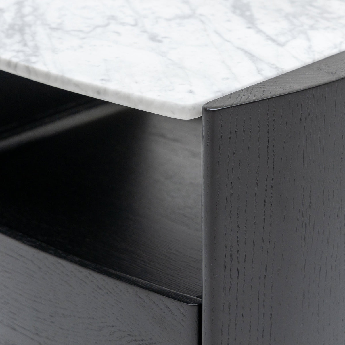 Tathra Nightstand - Black Oak & Bianca Carrara
