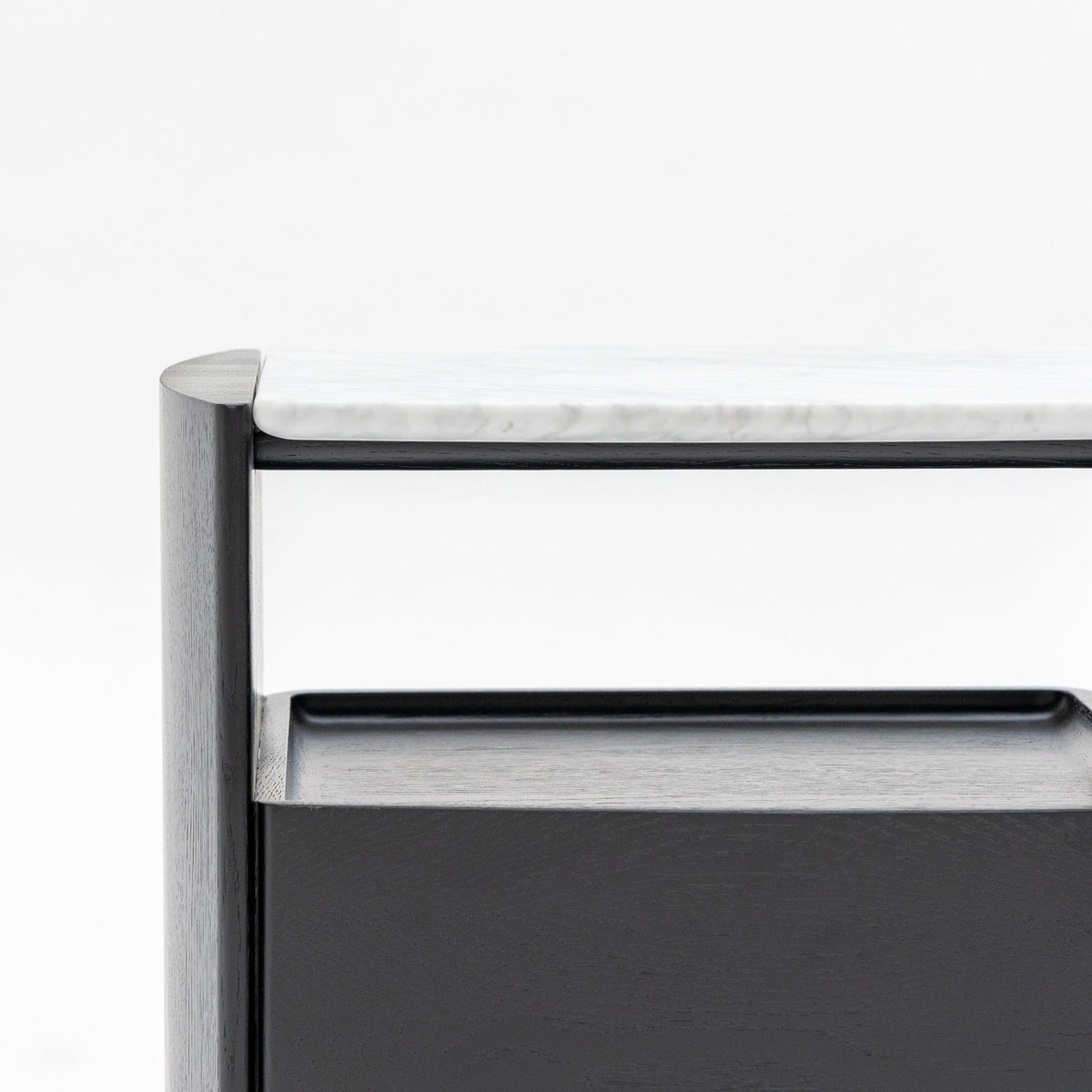 Tathra Nightstand - Black Oak & Bianca Carrara