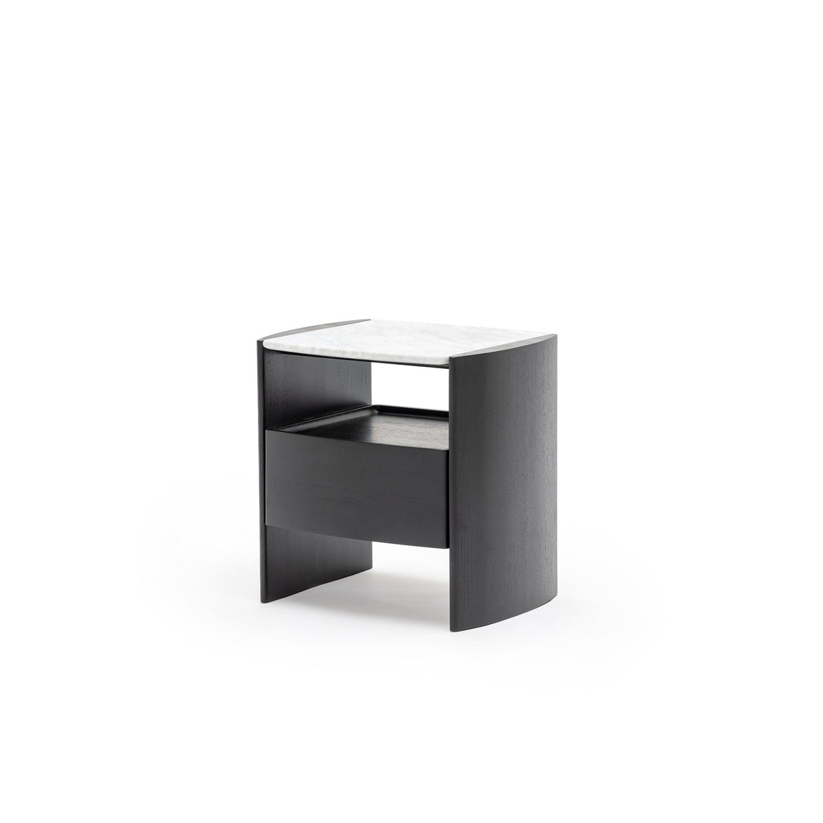 Tathra Nightstand - Black Oak & Bianca Carrara