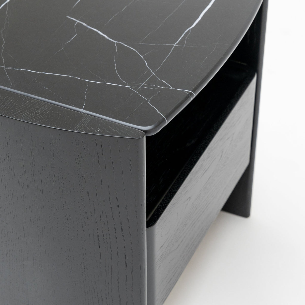 Tathra Nightstand - Black Oak & Nero Marquina