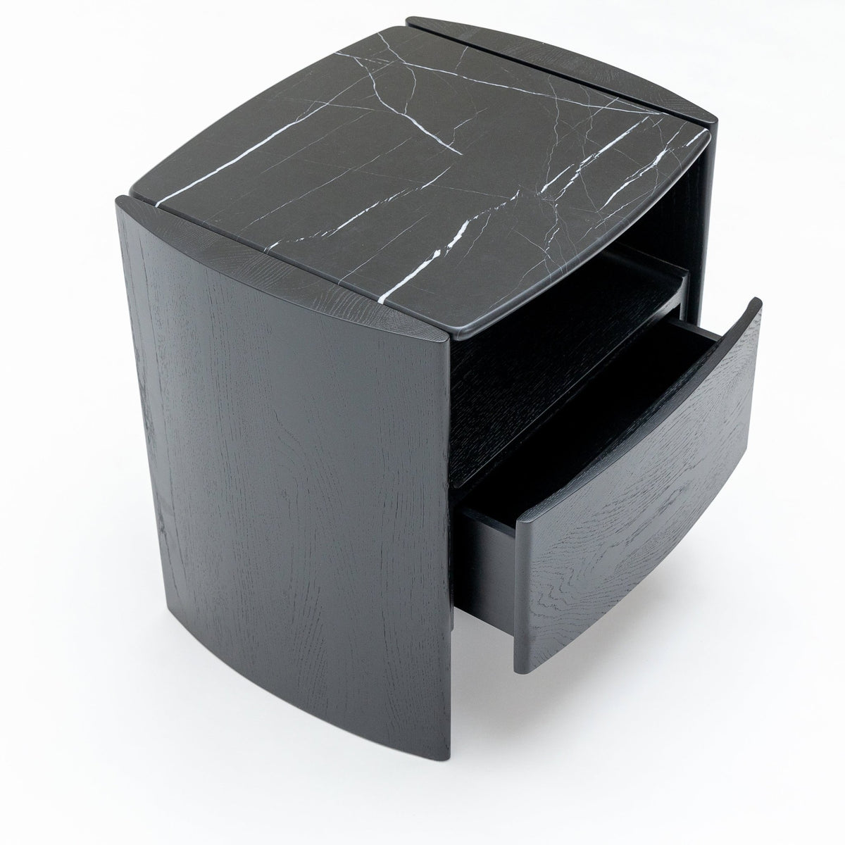 Tathra Nightstand - Black Oak & Nero Marquina