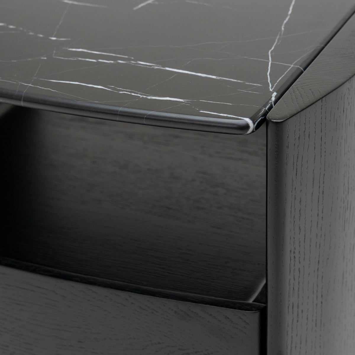 Tathra Nightstand - Black Oak & Nero Marquina