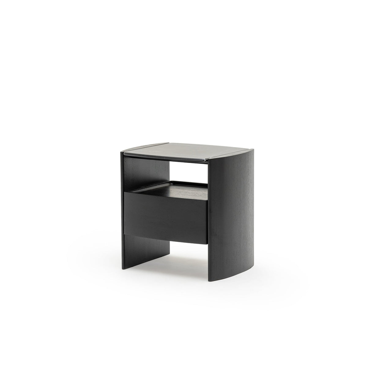 Tathra Nightstand - Black Oak & Nero Marquina