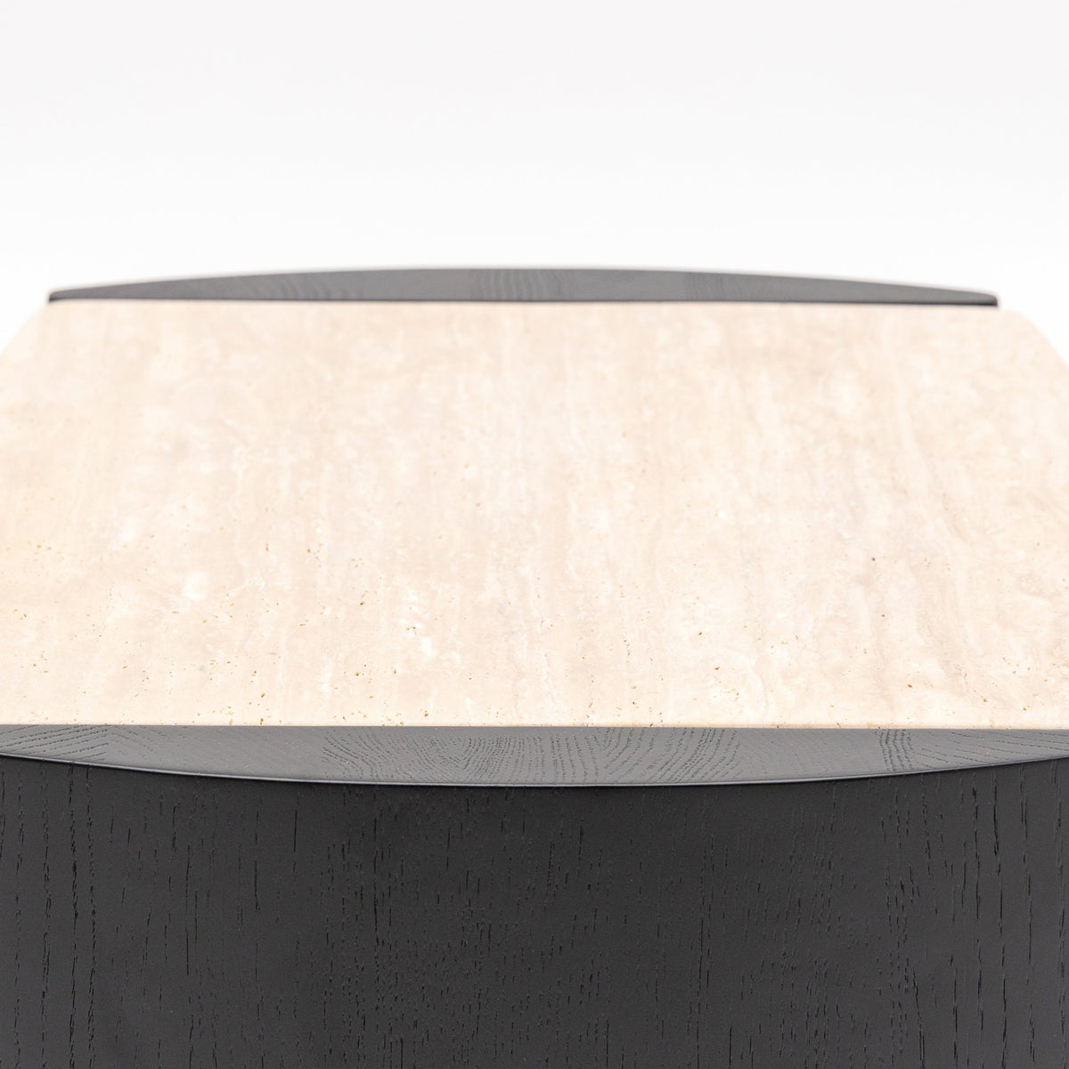 Tathra Nightstand - Black Oak & Travertine