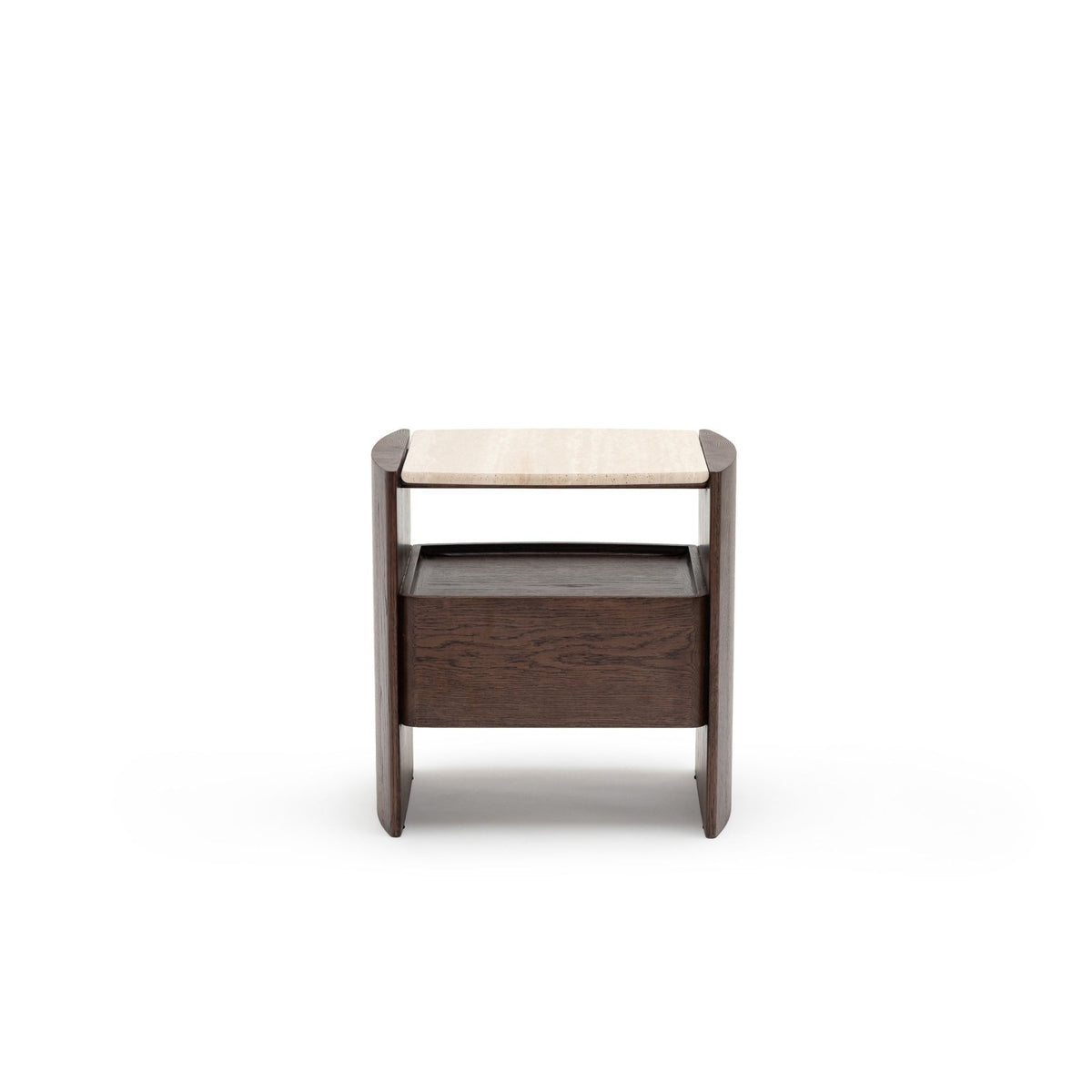 Tathra Nightstand - Espresso Oak & Travertine - Bedside Tables Tolv Loom Collection Dubai