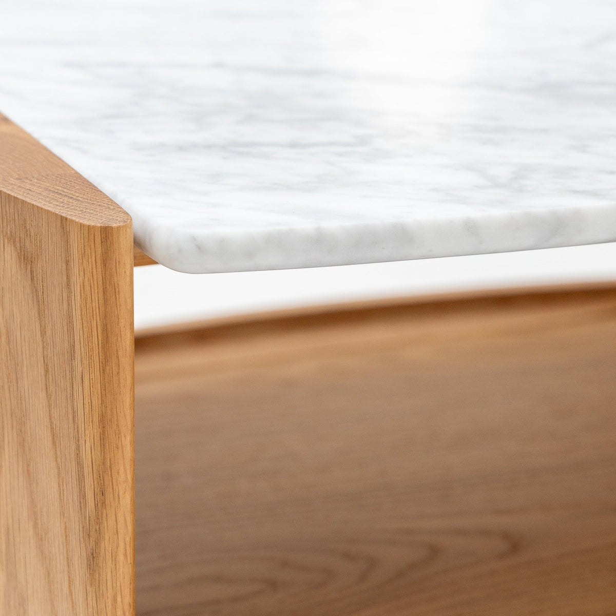 Tathra Nightstand - Light Oak & Bianca Carrara