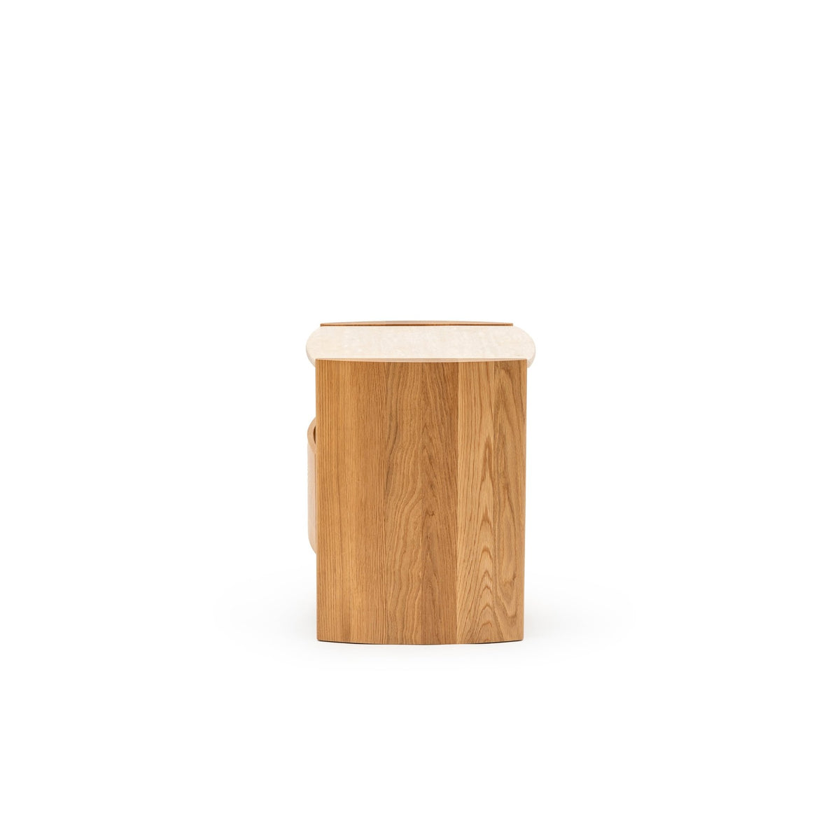 Tathra Nightstand - Light Oak & Travertine