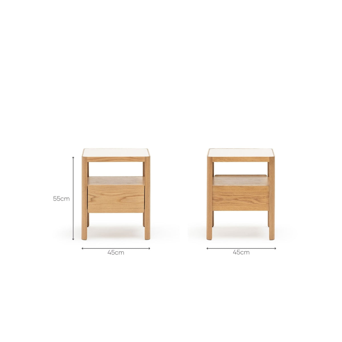 Theo Nightstand 45 - Light Oak & Sintered Stone - Nightstands Tolv Loom Collection Dubai
