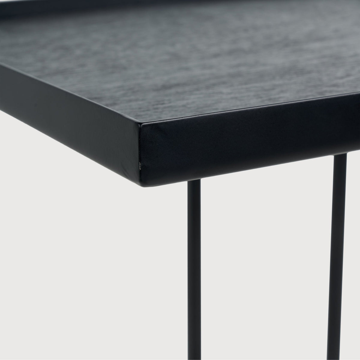 Tray Side Table - Varnished Wood - Black