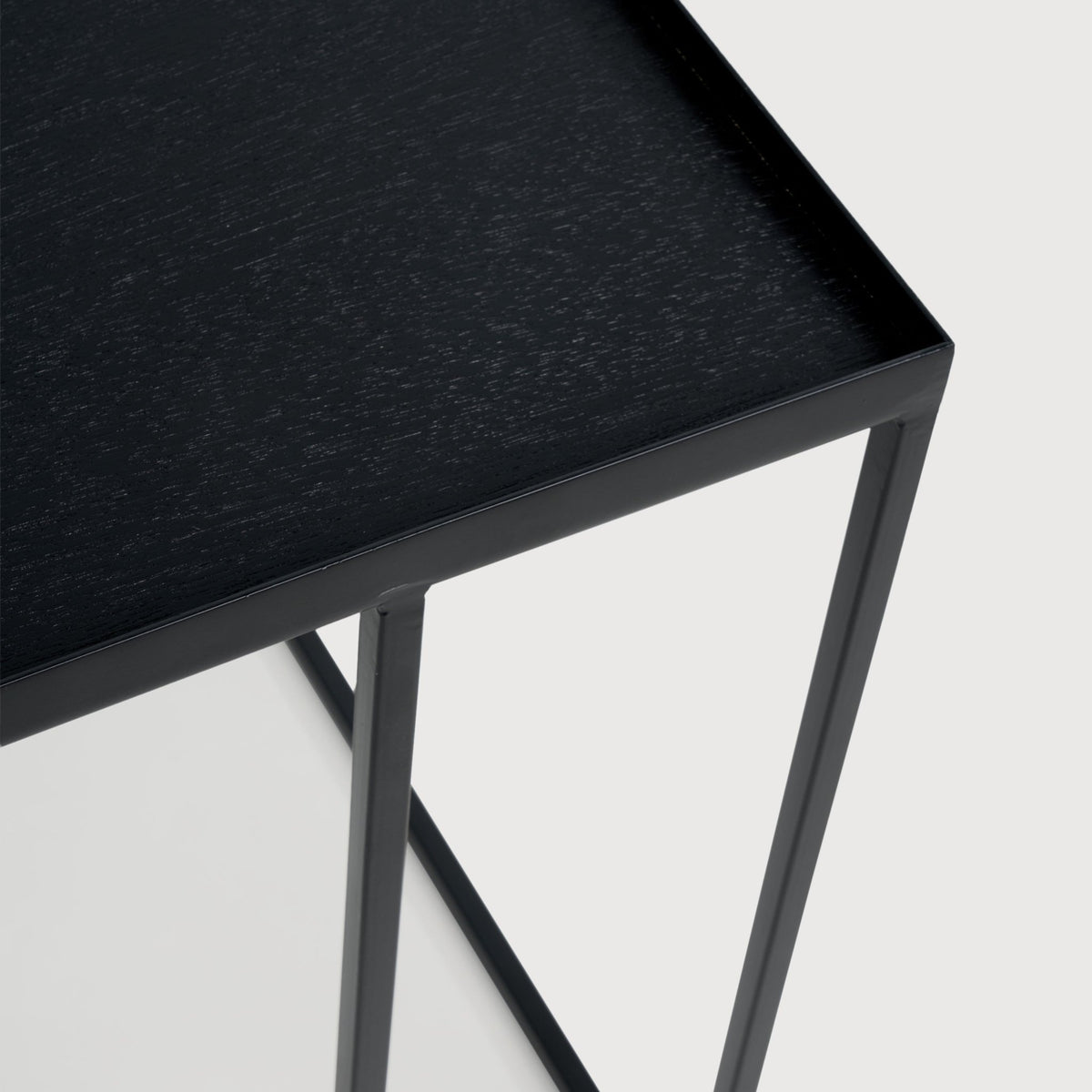 Tray Side Table - Varnished Wood - Black