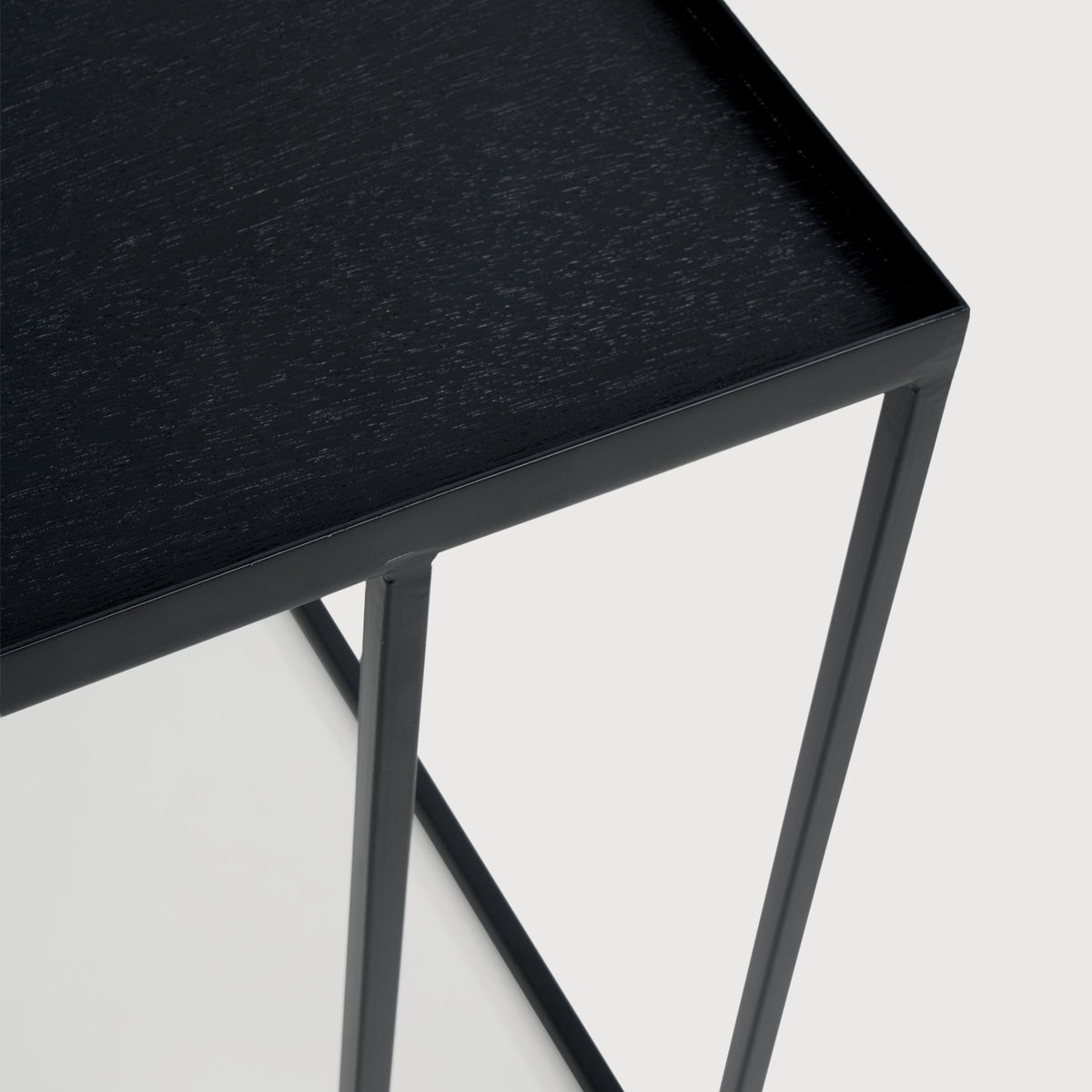 Tray Side Table - Varnished Wood - Black - Square