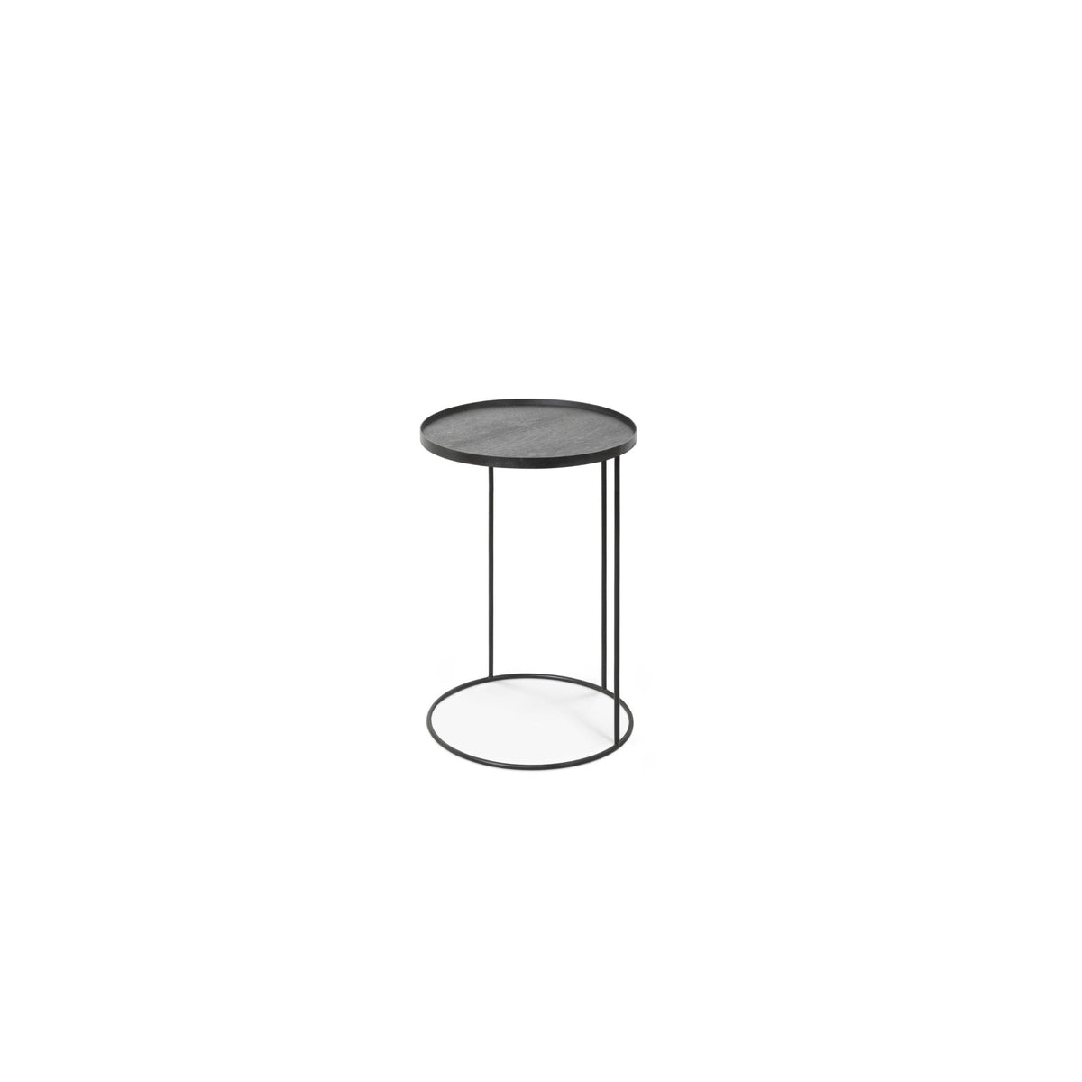 Tray Side Table - Varnished Wood - Round
