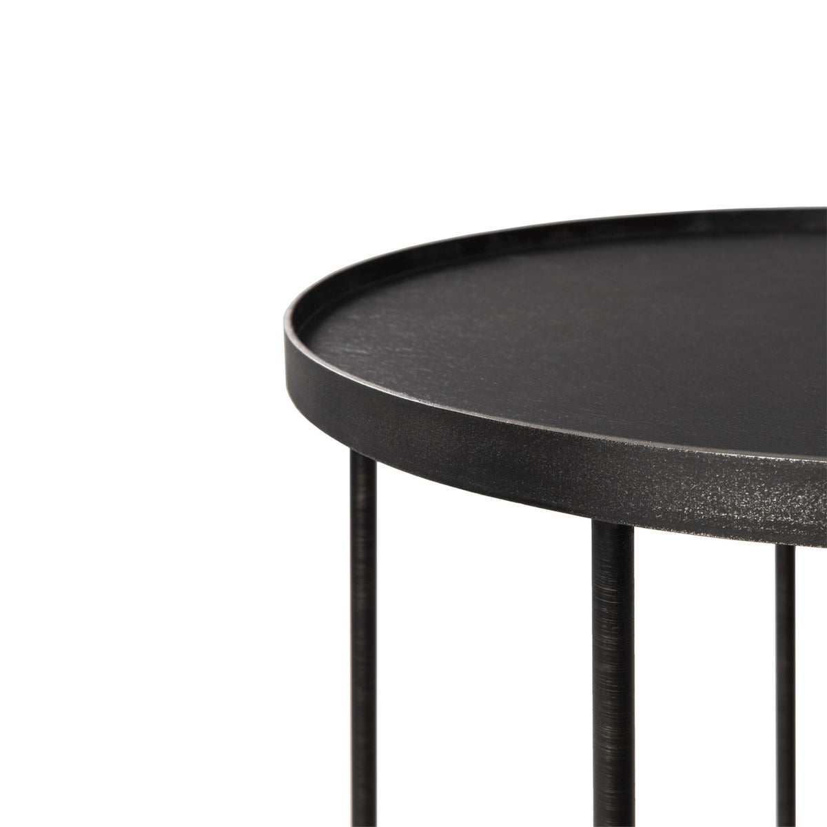 Tray Side Table - Varnished Wood - Round