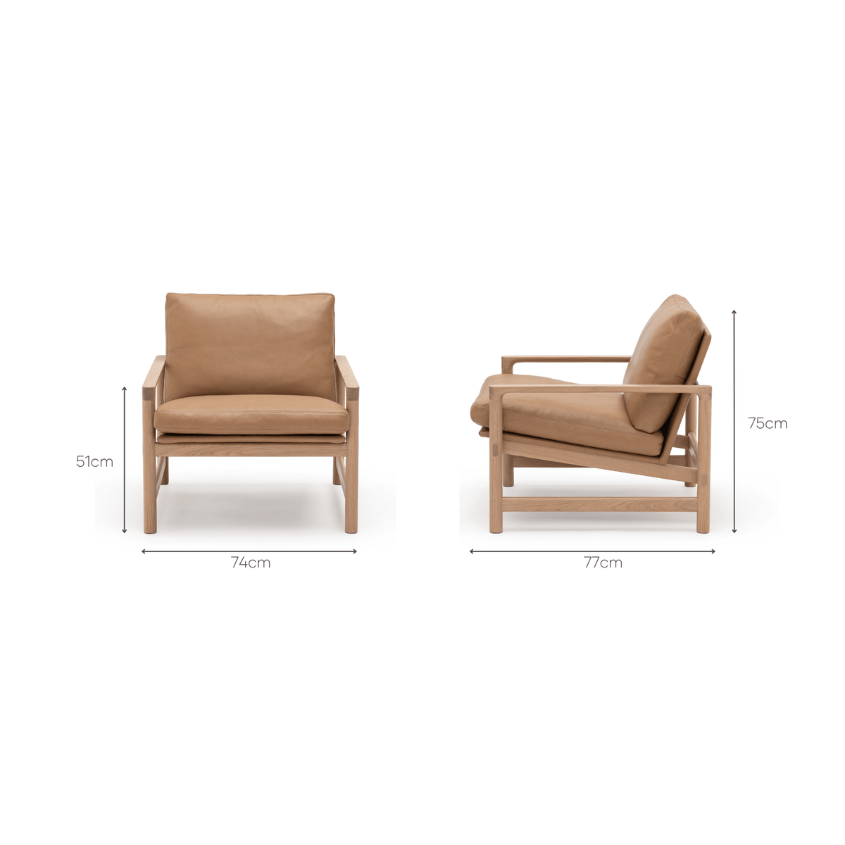 Troubadour Chair - Blonde Oak & Pecan Leather - Accent Chairs Natadora Loom Collection Dubai
