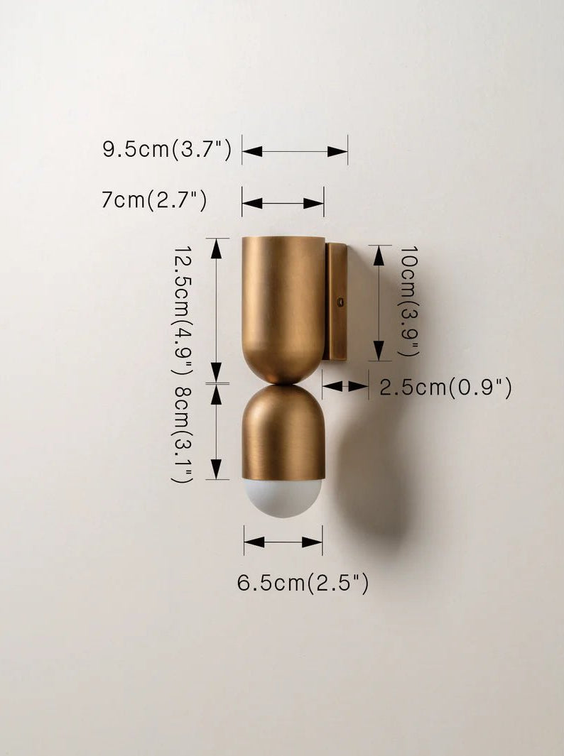 Tuba - 2 Light Aged Brass And Opal Wall Light