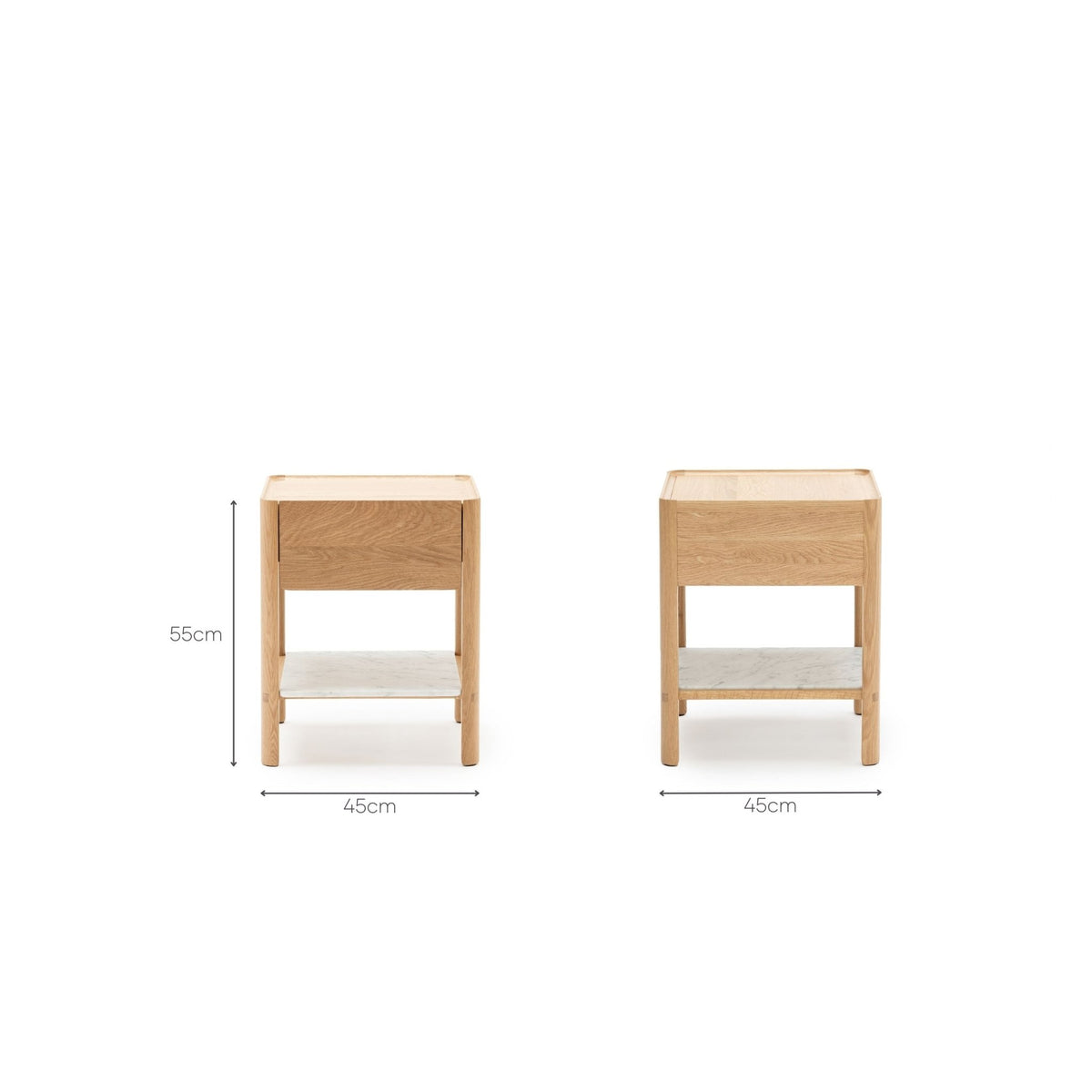 Tye Nightstand 45 - Light Oak & Bianca Carrara - Nightstands Tolv Loom Collection Dubai