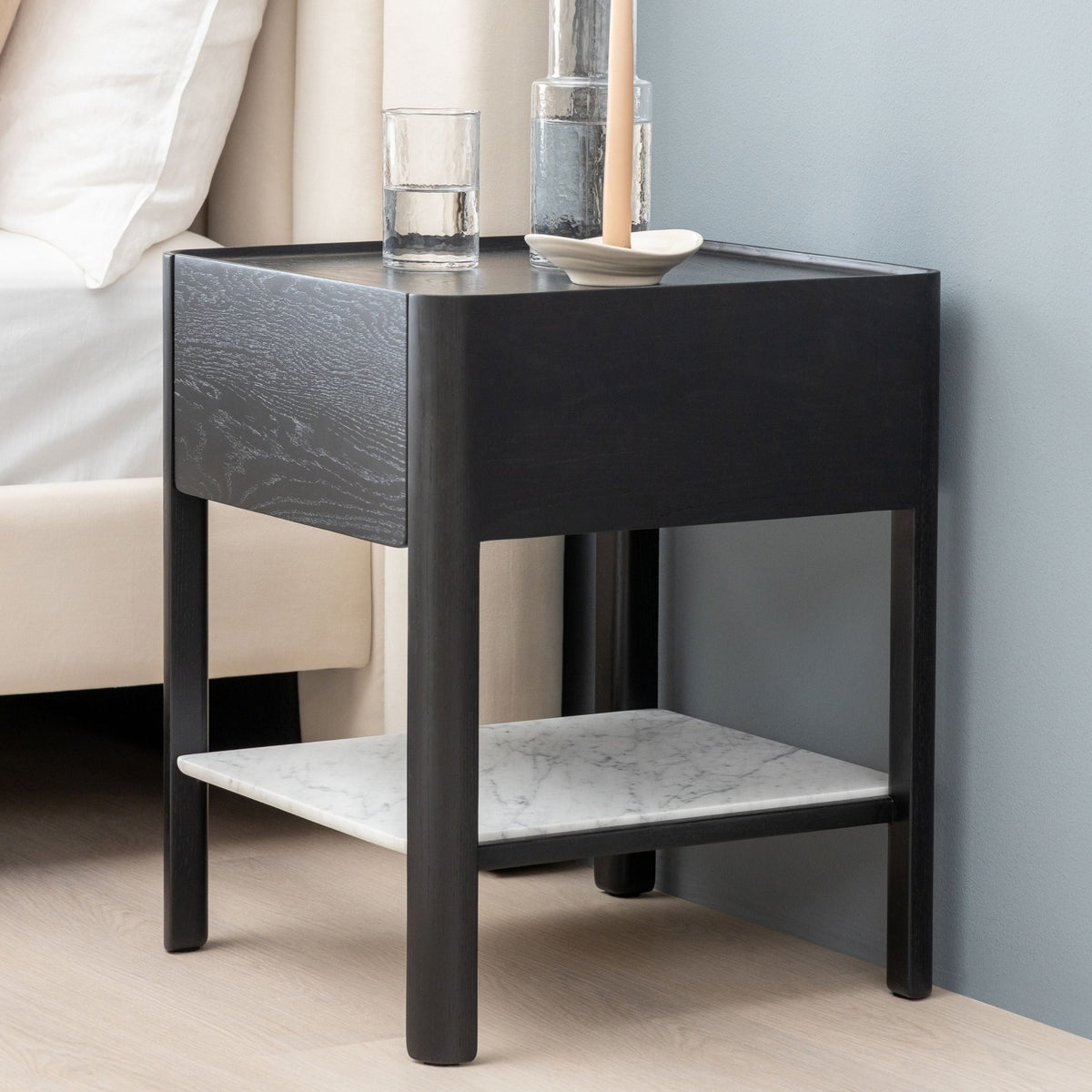 Tye Nightstand 60 - Black Oak & Bianca Carrara - Nightstands Tolv Loom Collection Dubai