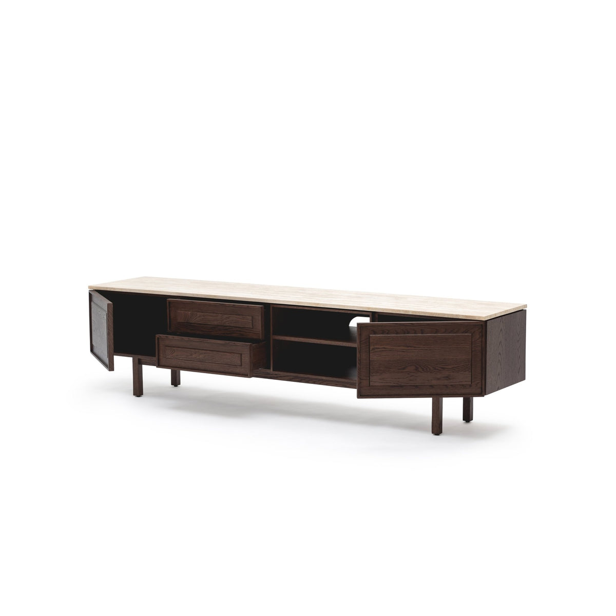 Yorke 220 Entertainment Unit - Espresso Oak & Travertine