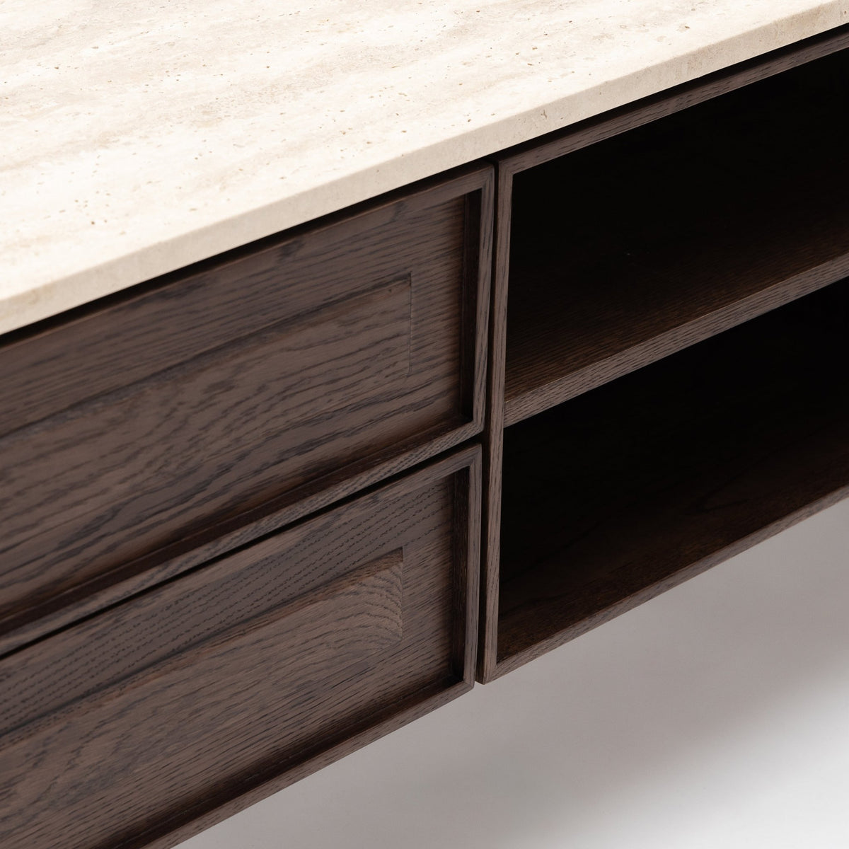 Yorke 220 Entertainment Unit - Espresso Oak & Travertine