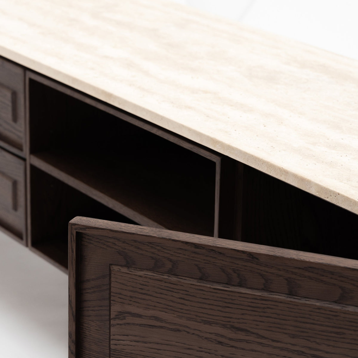 Yorke 220 Entertainment Unit - Espresso Oak & Travertine