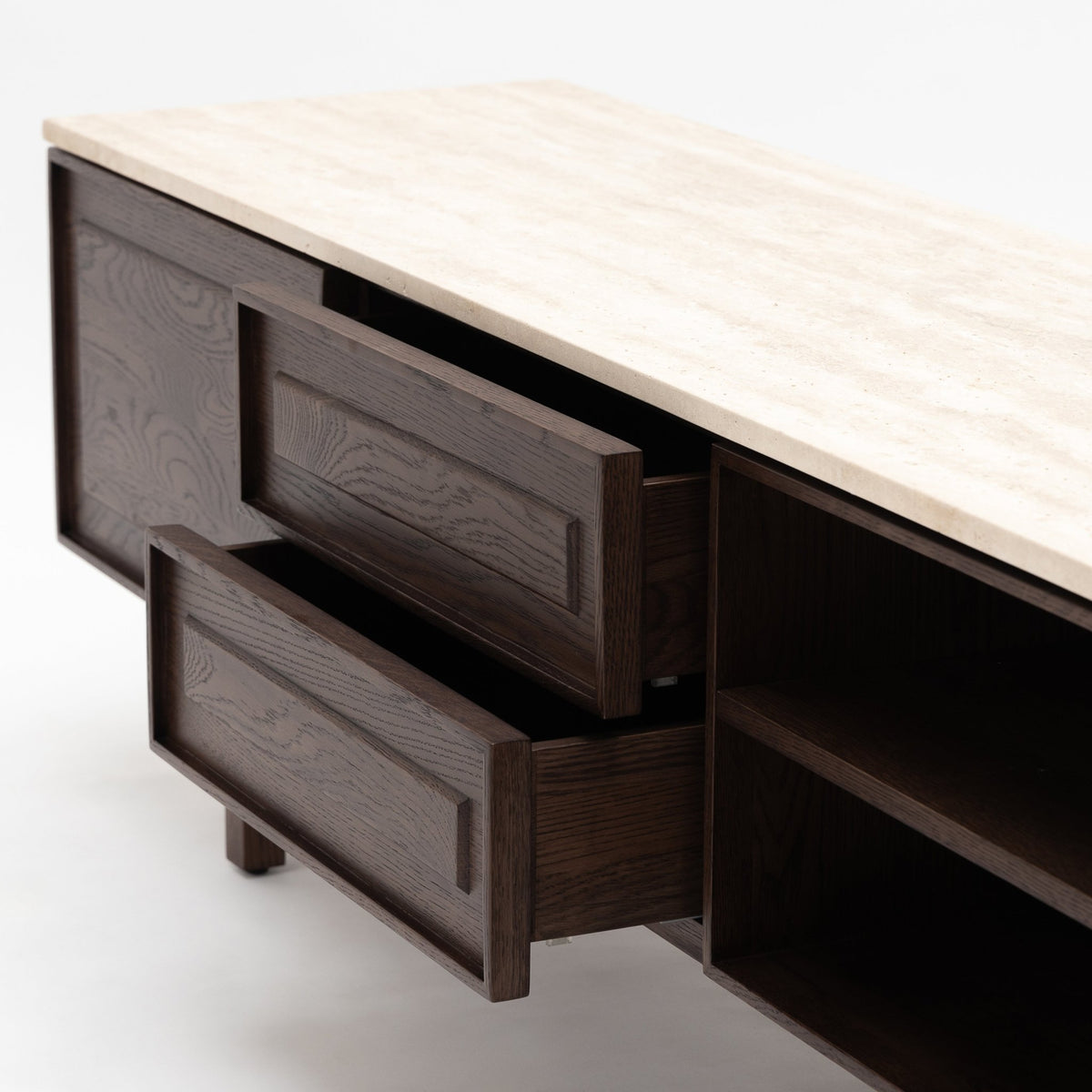 Yorke 220 Entertainment Unit - Espresso Oak & Travertine