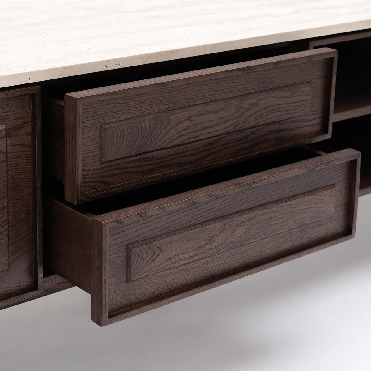 Yorke 220 Entertainment Unit - Espresso Oak & Travertine