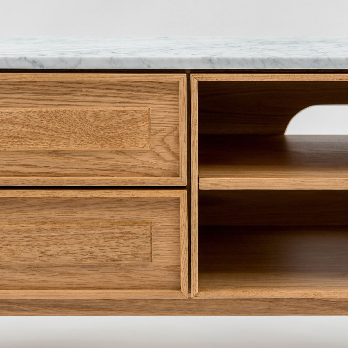 Yorke 220 Entertainment Unit - Light Oak & Bianca Carrara - TV and Entertainment Units Tolv Loom Collection Dubai