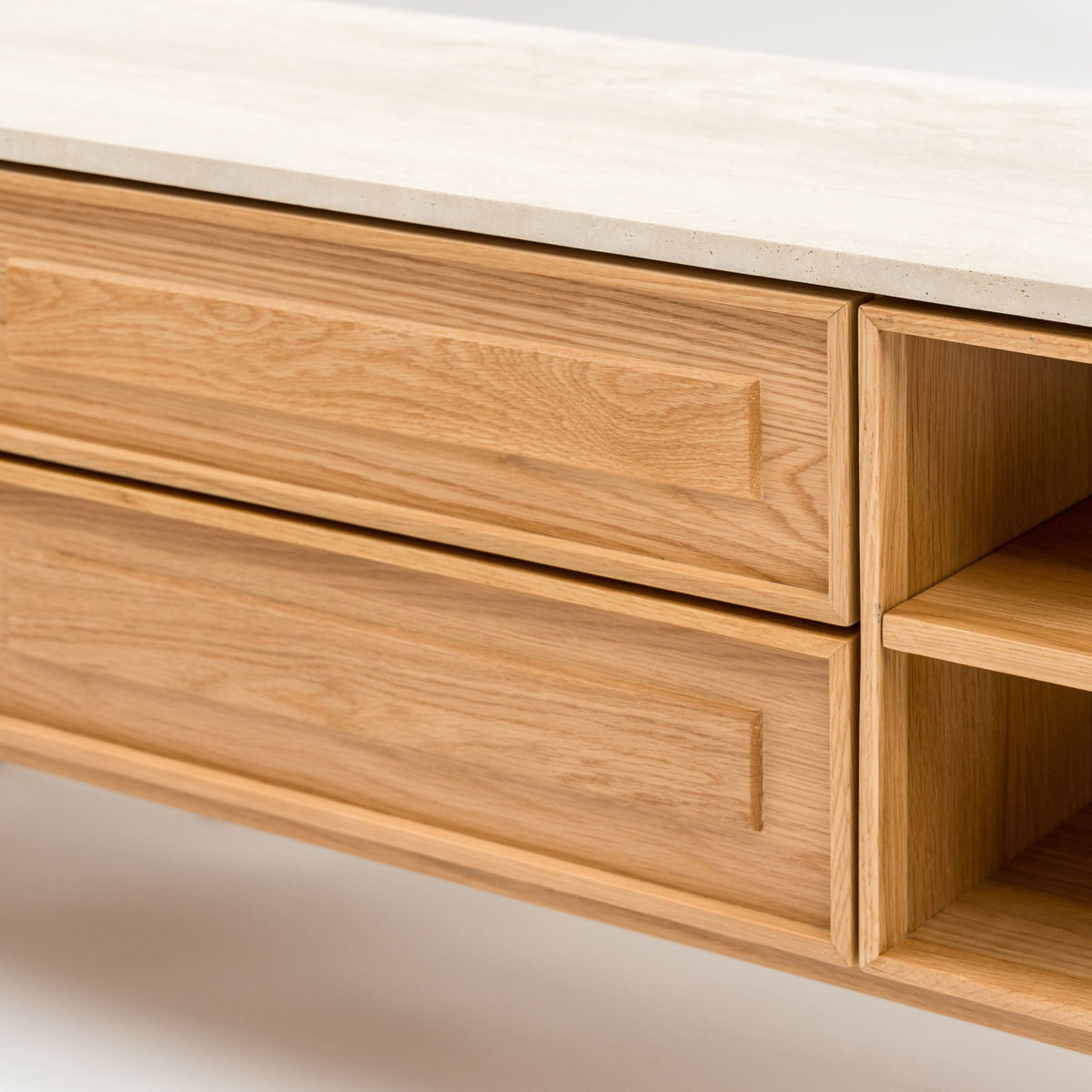 Yorke 220 Entertainment Unit - Light Oak & Travertine - TV and Entertainment Units Tolv Loom Collection Dubai