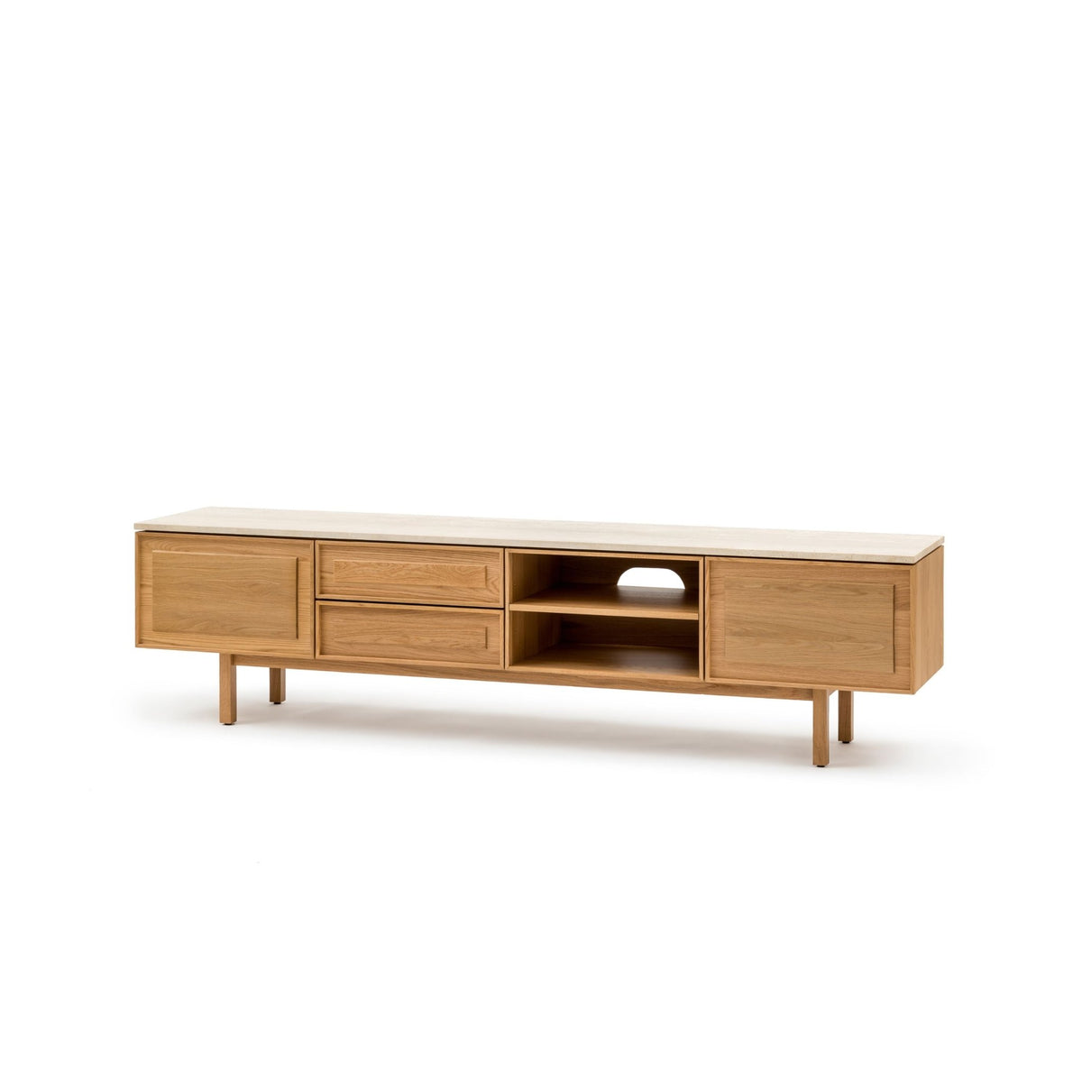 Yorke 220 Entertainment Unit - Light Oak & Travertine - TV and Entertainment Units Tolv Loom Collection Dubai