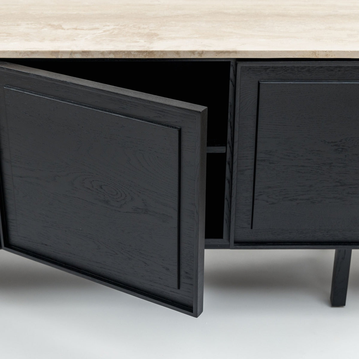 Yorke 220 Sideboard - Black Oak & Travertine - Buffets & Sideboards Tolv Loom Collection Dubai