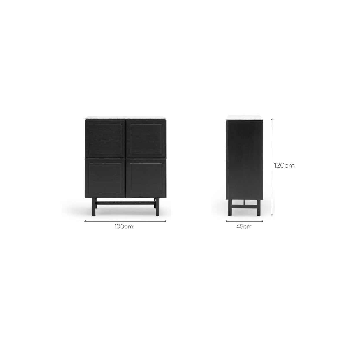 Yorke Highboard - Black Oak & Bianca Carrara