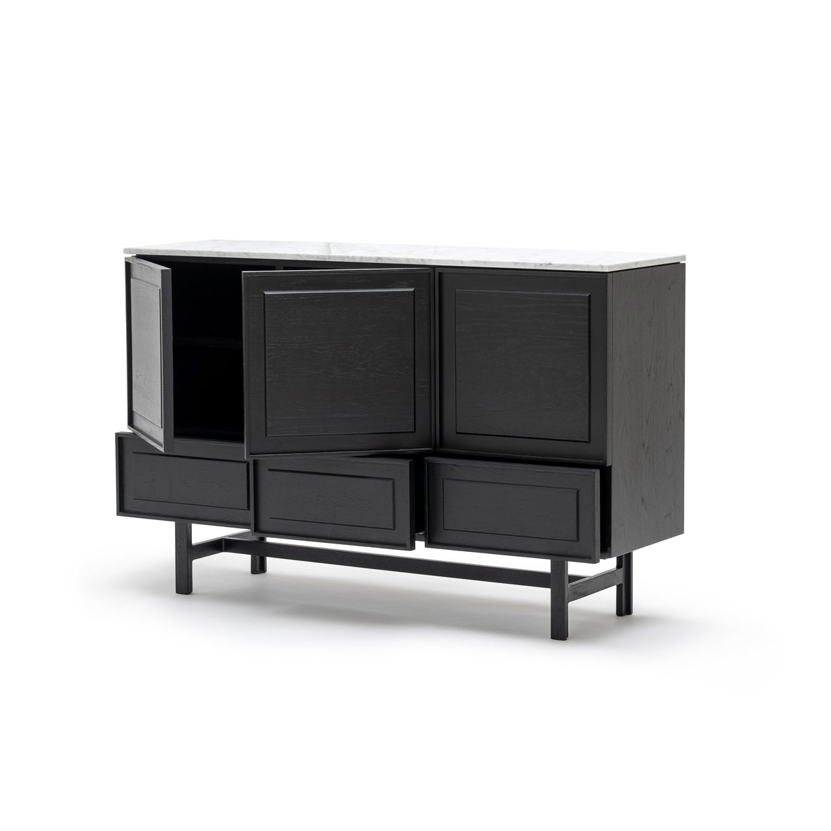 Yorke Highboard - Black Oak & Bianca Carrara