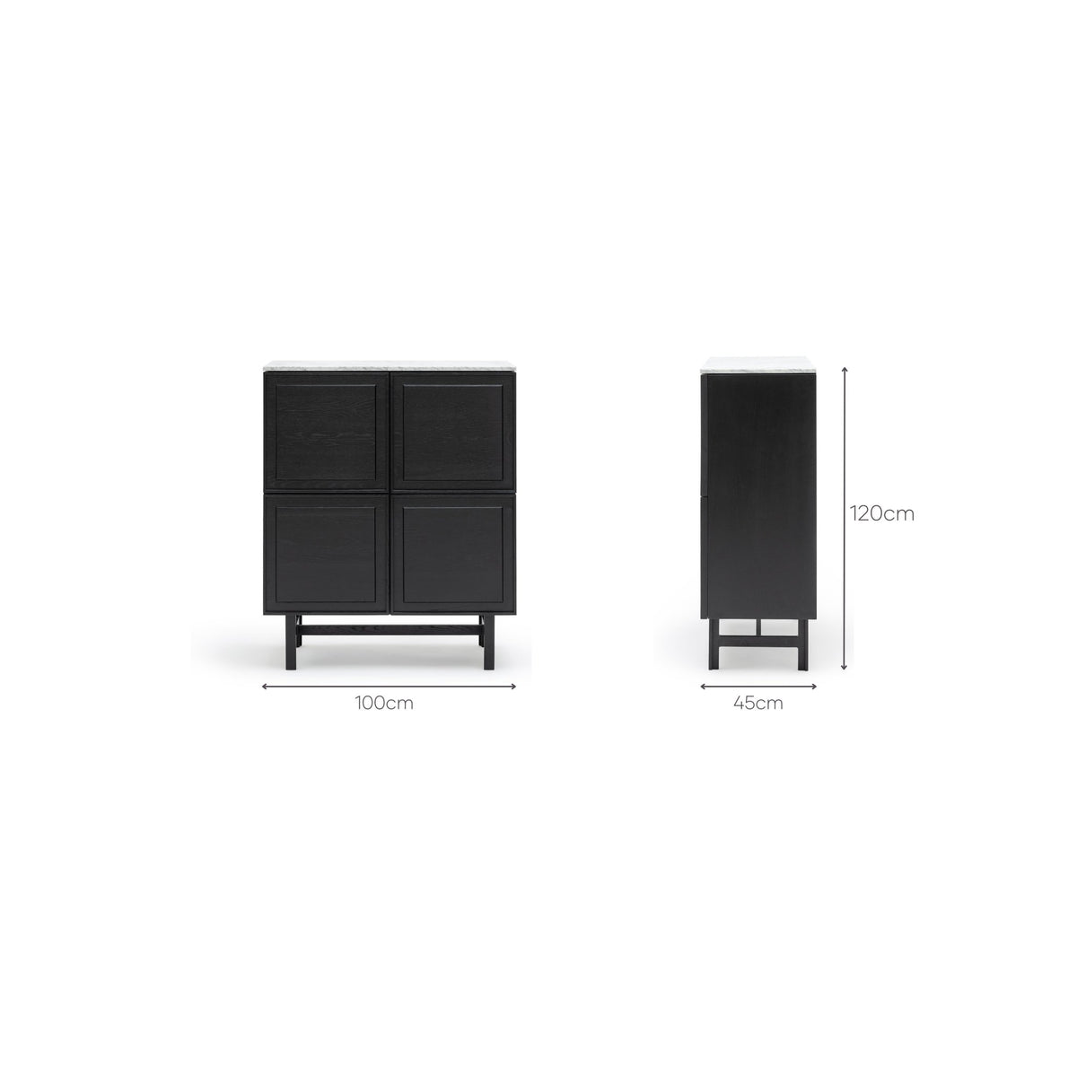 Yorke Highboard - Black Oak & Bianca Carrara
